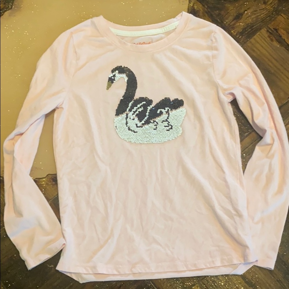 Long sleeve black/white flip sequin tee